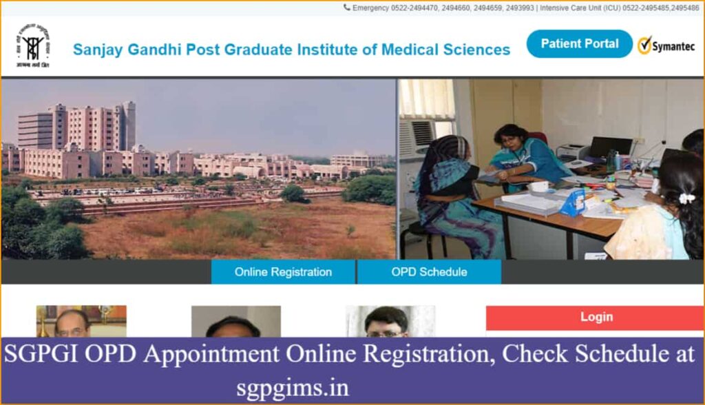 SGPGI OPD Appointment Online Registration, Check Schedule at sgpgims.in