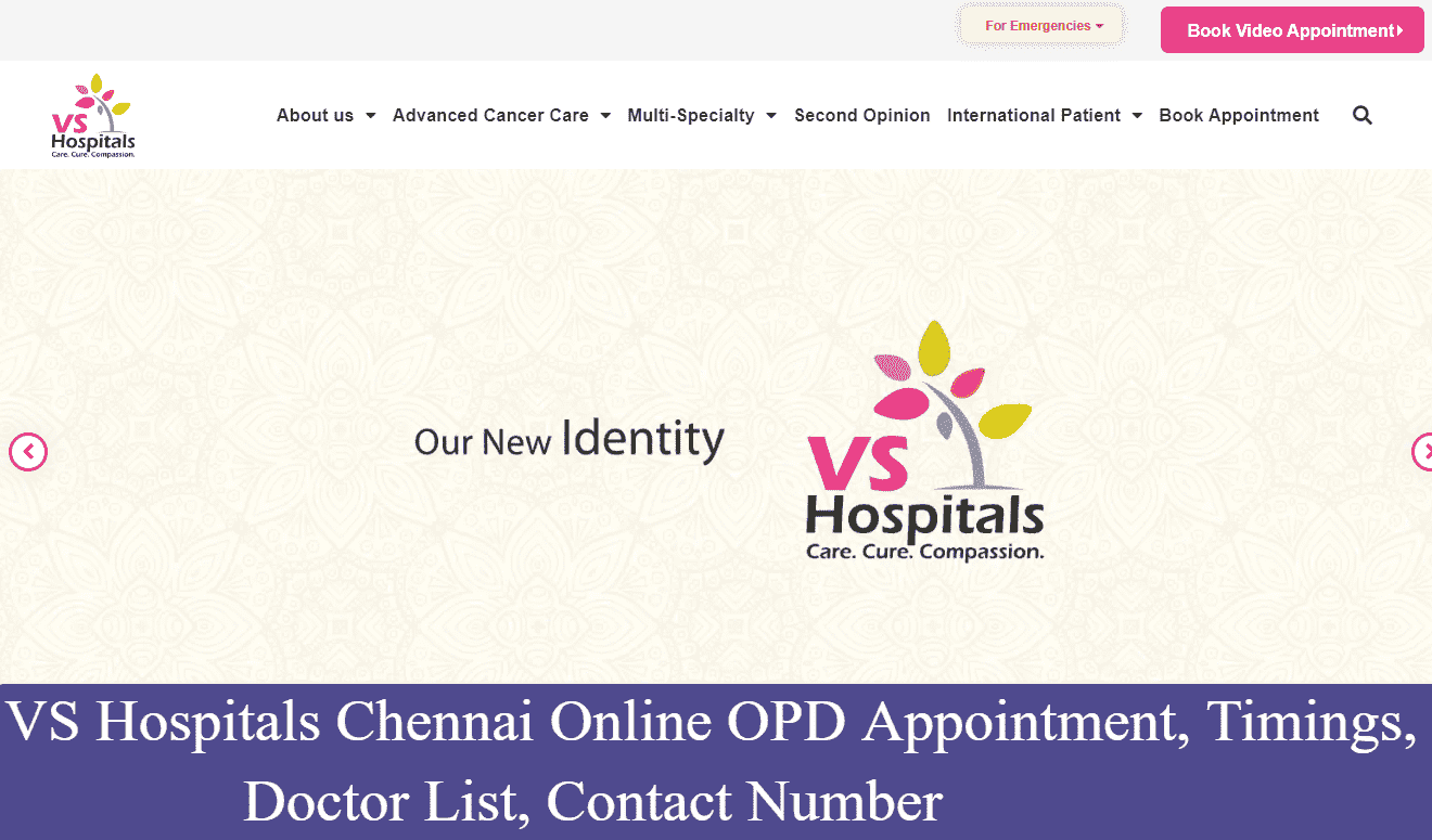 VS Hospitals Chennai Online OPD Appointment, Timings, Doctor List, Contact Number